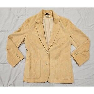 vintage changing scene womens beige corduroy blazer 100% cotton size 10